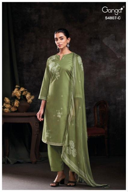 Ganga rishvya 4807 catalogue dress materials wholesale mumbai